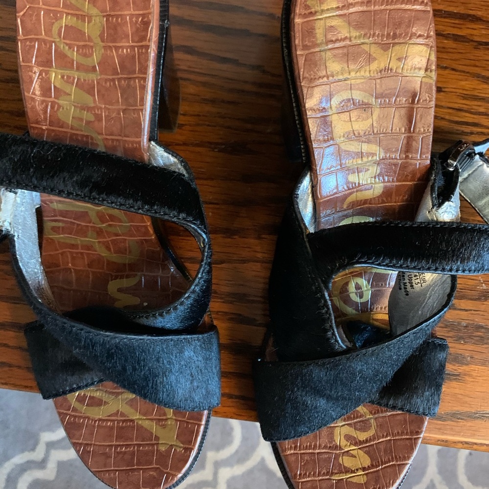 Sam Edelman cross buckle stacked heel